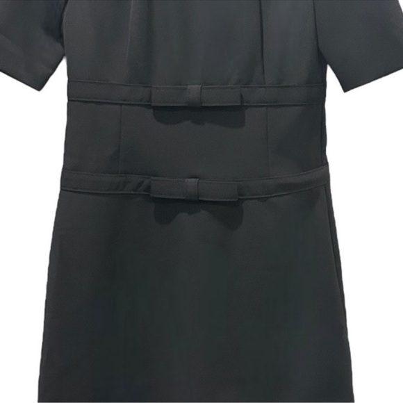 Rebecca TAYLOR Wool Short-Sleeve Bow Accent A-line Shift Structured Mini Dress - Picture 7 of 11